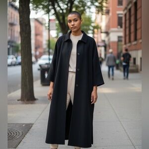 Cinzia Rocca Wool Longline Button Front Collared Jacket 10‎ Black